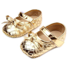0-12Months PU Leather Bowknot Lattice Baby Girls Shoes Soft Sole Anti Slip Toddler First Walker Shoes SM6