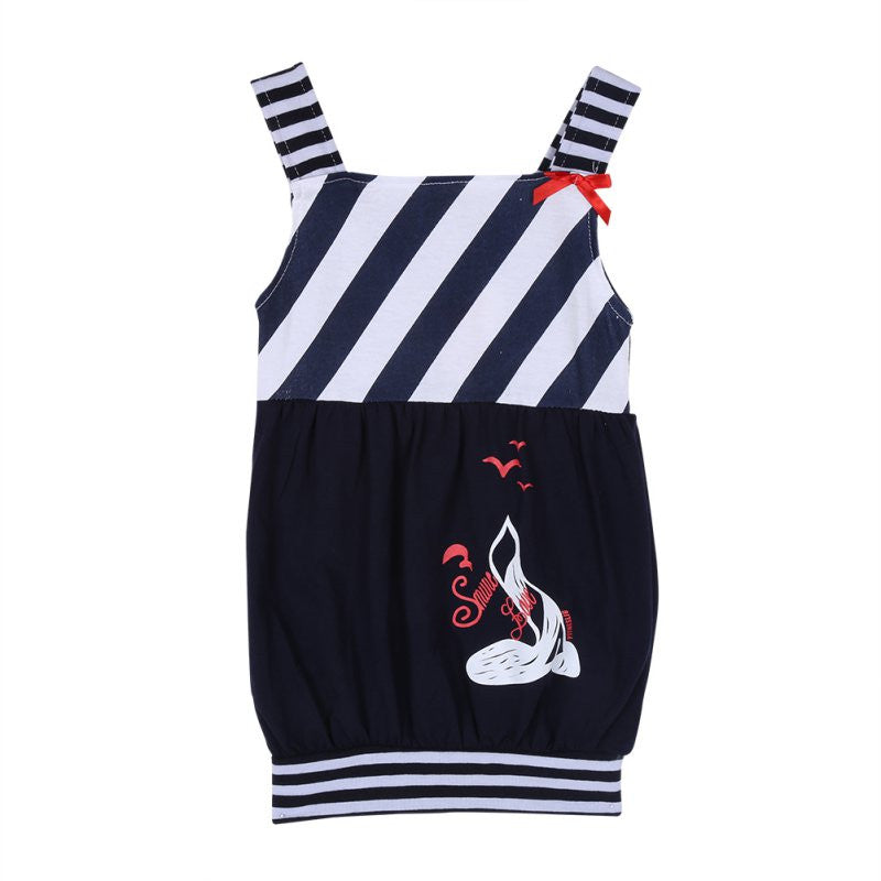 0-5T Cute Baby Kids Girls Dress Toddler Princess Party Tutu Striped Dresses SM6