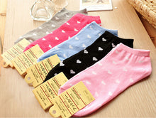 1 5 Pair Soft Boat Socks For Women Sweet Heart Design Women Girls Sock Slippers Cotton Blend Pink Blue Rose Grey Black SM6