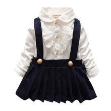 1-5Y Kids Girls Suspender Cotton Dress Long Sleeve Lace Floral Tops Baby Party Dresses PY SM6
