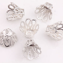 100 Pcs Silver Plated Flower Bead Caps Findings Filigree Flower Cup Shape 7mm Silver Bead Caps For Diy Jewelry Making SM6