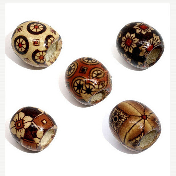 100Pcs Mixed Painted Wood Spacer Beads Fit Charm Bracelet SM6