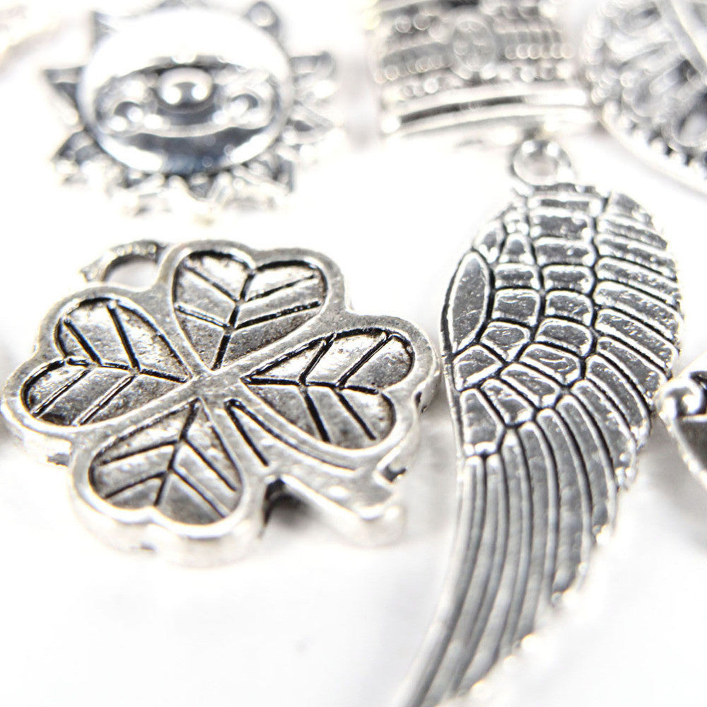 100Pcs Tibetan Silver Mix Charm Pendants Jewelry SM6