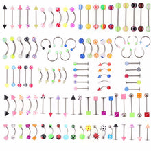 105Pcs Body Jewelry Eyebrow Navel Belly Lip Tongue Nose Piercing Bar Ring SM6