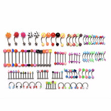 105Pcs Body Jewelry Eyebrow Navel Belly Lip Tongue Nose Piercing Bar Ring SM6