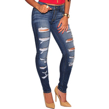 Fall Women Denim Destroyed Skinny Jeans High Waist Jeans woman Stretchy Ripped Hole Pencil Pants Vaqueros Mujer SM6