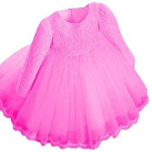 0-6Y Girl Dresses Elegant Kids Girls Dress Long Sleeve Bowknot Lace Flower Princess Wedding Party Dress SM6