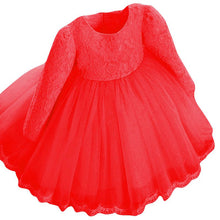 0-6Y Girl Dresses Elegant Kids Girls Dress Long Sleeve Bowknot Lace Flower Princess Wedding Party Dress SM6