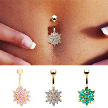 Dangle Navel Body Jewelry Piercings Tassel Flower Cubic Zirconia Belly Button Ring Navel Bar Barbell Body Piercing Jewelry  SM6