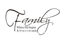 "Family Where Life Begins" Vinyl Wall Decals Removable Waterpoof Wall Sticker SM6