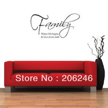 "Family Where Life Begins" Vinyl Wall Decals Removable Waterpoof Wall Sticker SM6