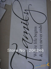 "Family Where Life Begins" Vinyl Wall Decals Removable Waterpoof Wall Sticker SM6