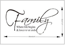 "Family Where Life Begins" Vinyl Wall Decals Removable Waterpoof Wall Sticker SM6