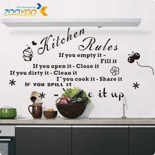 'Kitchen Rules' Kitchen Quote Black Vinyl Wall Decals Original Design  Wall Stickers Home Decor ZooYoo8159 SM6