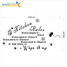 'Kitchen Rules' Kitchen Quote Black Vinyl Wall Decals Original Design  Wall Stickers Home Decor ZooYoo8159 SM6