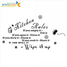 'Kitchen Rules' Kitchen Quote Black Vinyl Wall Decals Original Design  Wall Stickers Home Decor ZooYoo8159 SM6