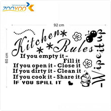 'Kitchen Rules' Kitchen Quote Black Vinyl Wall Decals Original Design  Wall Stickers Home Decor ZooYoo8159 SM6