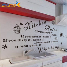 'Kitchen Rules' Kitchen Quote Black Vinyl Wall Decals Original Design  Wall Stickers Home Decor ZooYoo8159 SM6