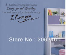 "If I Had To Choose Between Loving..." English Vinyl Wall Decals Waterpoof Wall Sticker SM6