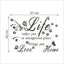 "LIFE LOVE" Character  NEW Bedroom Living Room Backdrop Removable Waterproof Vinyl butterfly wall decals home decoration SM6