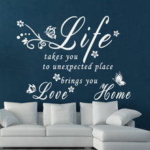 "LIFE LOVE" Character  NEW Bedroom Living Room Backdrop Removable Waterproof Vinyl butterfly wall decals home decoration SM6