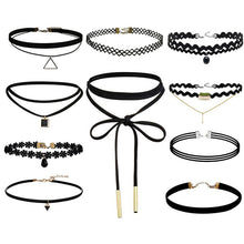 10Pcs Black Gothic Punk Velvet Tattoo Lace Choker Necklace Long Pendant Jewelry Women Collar Chocker SM6
