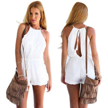 Pocket Playsuit Rompers Women Jumpsuits with Sexy Back Hollow Out Design Sleeveless Halter Keyhole Jumpsuit for Women SM6