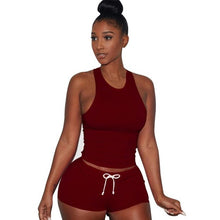 Style Women Sleeveless 1PC Crop Top + Shorts Fitness 2 Piece Set Casual Workout Casual Outfit Two Piece Set For Women #63 SM6