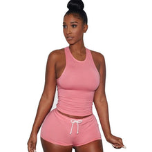 Style Women Sleeveless 1PC Crop Top + Shorts Fitness 2 Piece Set Casual Workout Casual Outfit Two Piece Set For Women #63 SM6