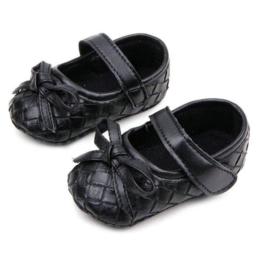 0-12Months PU Leather Bowknot Lattice Baby Girls Shoes Soft Sole Anti Slip Toddler First Walker Shoes SM6