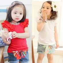 0-2Y Kids Baby Girls Clothing Floral Collar T-shirts Cute Short Sleeve Tops Blouses Shirts PY SM6