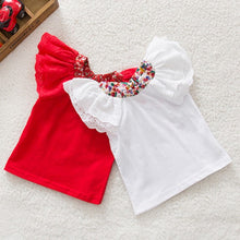 0-2Y Kids Baby Girls Clothing Floral Collar T-shirts Cute Short Sleeve Tops Blouses Shirts PY SM6