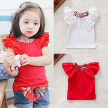 0-2Y Kids Baby Girls Clothing Floral Collar T-shirts Cute Short Sleeve Tops Blouses Shirts PY SM6