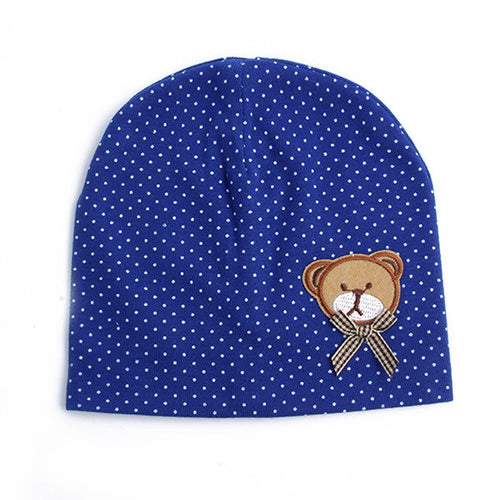 0-9M Lovely Infant Unisex Baby Boys Girls Bear Dots Pattern Cotton Cap Beanie Hats 9 Colors SM6