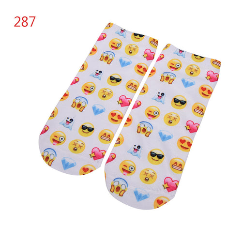 3D socks Harajuku Style Print women Socks Casual Low Cut Ankle Socks emoji print socks SM6