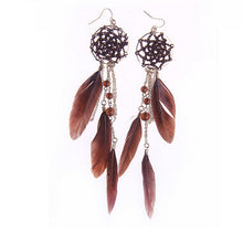 Bohemia Feather Beads Long Design Dream Catcher Earrings for Women Jewelry SM6