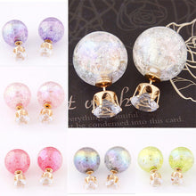 Cute C y Color 2 Side Round Pearl Earings Resin Crystal Ball Ear Studs Big Glass Ball Earring Girl Gift SM6
