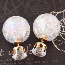 Cute C y Color 2 Side Round Pearl Earings Resin Crystal Ball Ear Studs Big Glass Ball Earring Girl Gift SM6