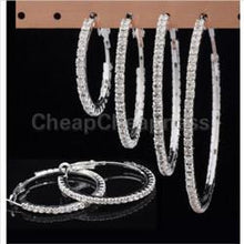 Elegant Round Crystal Beaded Hoop Earrings for Women Silver Hoop Earrings Party Earrings Women  Jewelr SM6