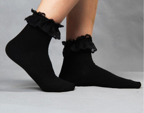 able Lovely Cute Vintage Retro Froral Lace Ruffle Frilly Ankle Socks Ladies 5 Colors SM6