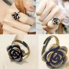 Adjustable Size  Gift Rose Bronze Sweet Elegant Style Beautiful Ancient Personality Flower Rings SM6