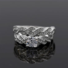 Women Silver Plated Crystal Rhinestone Wedding Ring Jewelry Size 6-9 GT SM6