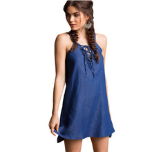 Cotton Sundress   Denim Dress Cute Blue Jeans Dress Mini Sleeveless Casual Denim Dresses C942 SM6