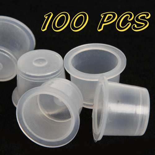 100 Pcs Large Size 18mm Plastic Tattoo Ink Cap Cups Supply SM6