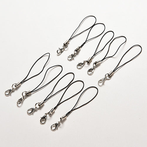 100 Pcs Black Cell Phone Lanyard Cords Strap Lariat Mobile Lobster Clasp SM6