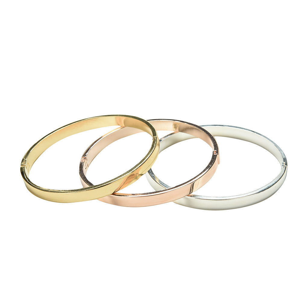 titanium steel plated 18K gold bracelet smooth surface lovers bracelets bangle for woman   man worn daily SM6
