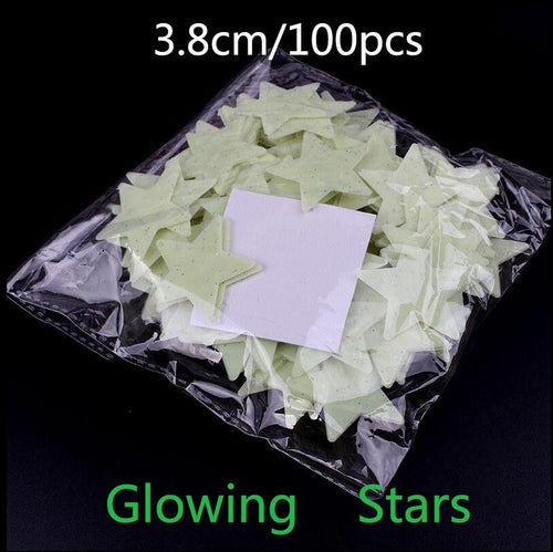 100Pcs/Set Kids Bedroom Beautiful Fluorescent Glow In The Dark Stars Wall Stickers Baby Rooms Sticker Home Decoration SM6