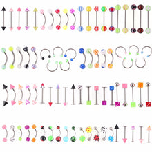105Pcs Body Jewelry Eyebrow Navel Belly Lip Tongue Nose Piercing Bar Ring SM6