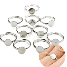 10PCS Dia 8mm Adjustable Silver Plated Flat Ring jewelry Findings Pad Bases Blanks Accessories SM6
