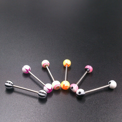 10PCS Mixed Tounge Nipple Ear Rings Bars Barbell Body Piercing Jewelry SM6
